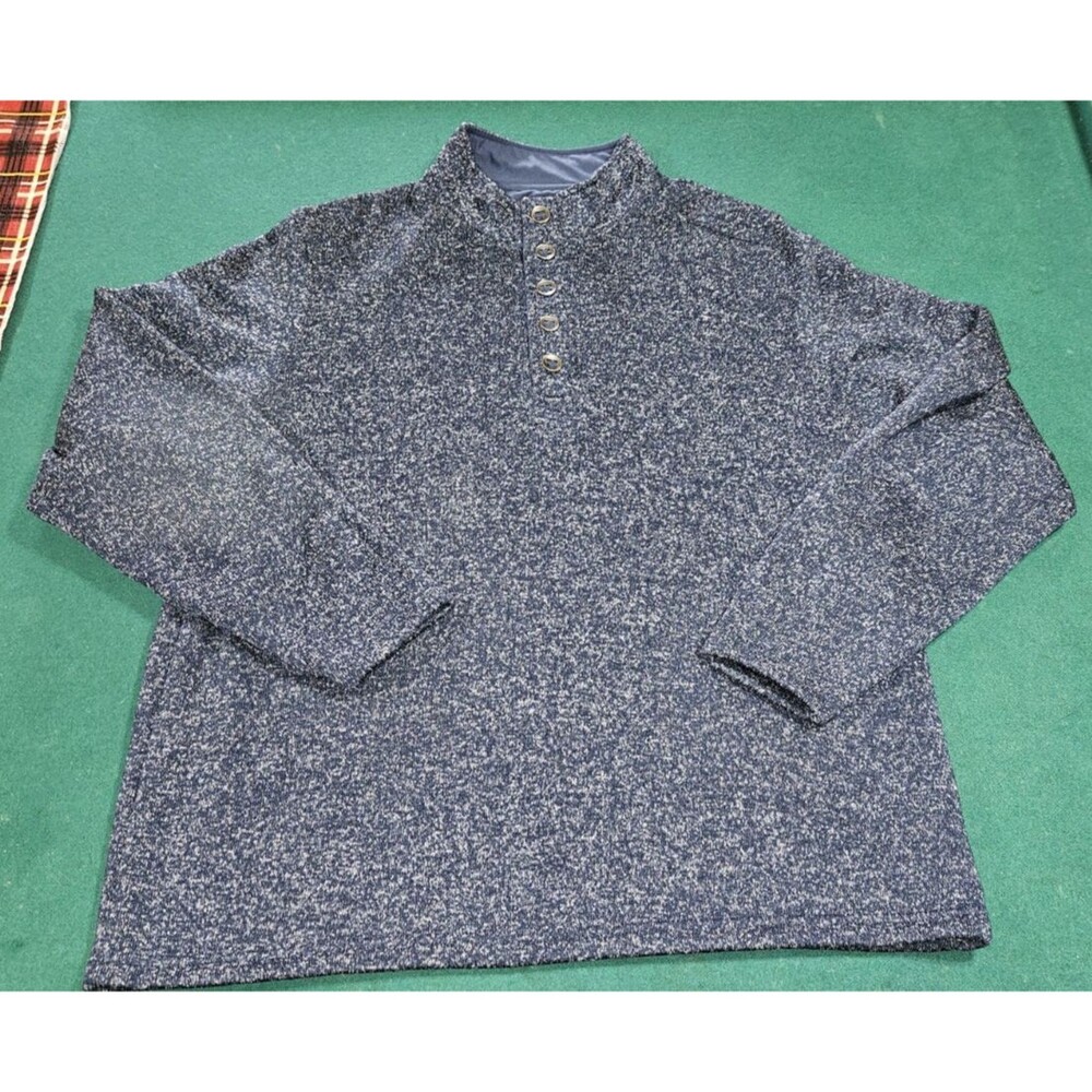 Red Head Brand Fleece Sweater Men's Size 2TG 2XL Gray blue Speckled Knit button